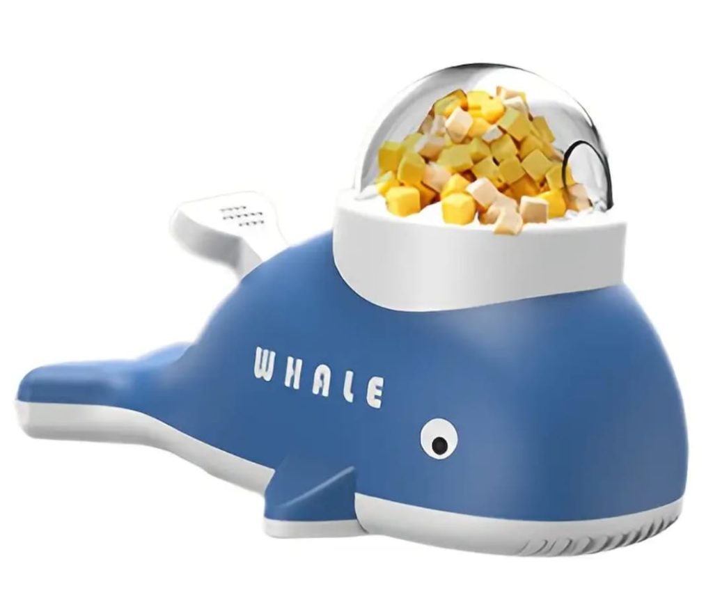 Dispensador de chuches para perros con compartimentos visibles y diseño práctico
